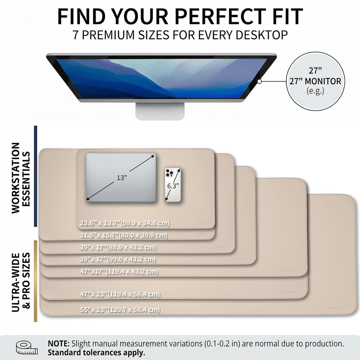 PROMATTOO Large Desk Pad Non-Slip Desk Mat Protector for Keyboard Mouse Waterproof Vegan Leather