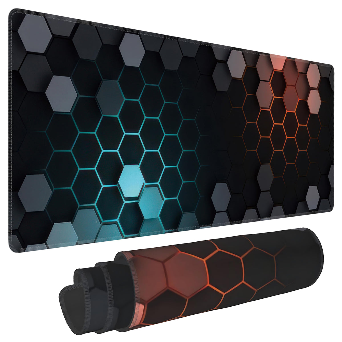 Hexagon Honeycomb Large Mouse Pad,Gaming Keyboard Desk Pad,Extended Mouse Mat Non-Slip Rubber Base