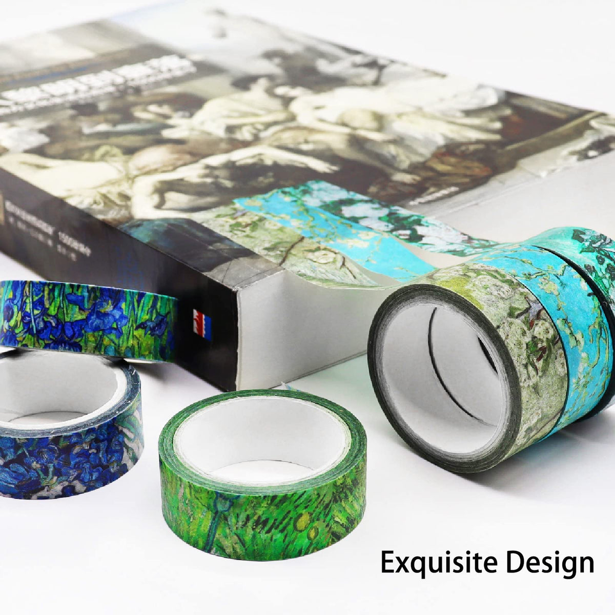 Berkin Arts 12 Rolls Art Floral Designs Washi Tape Set - 15 mm Wide Decorative Adhesive Masking