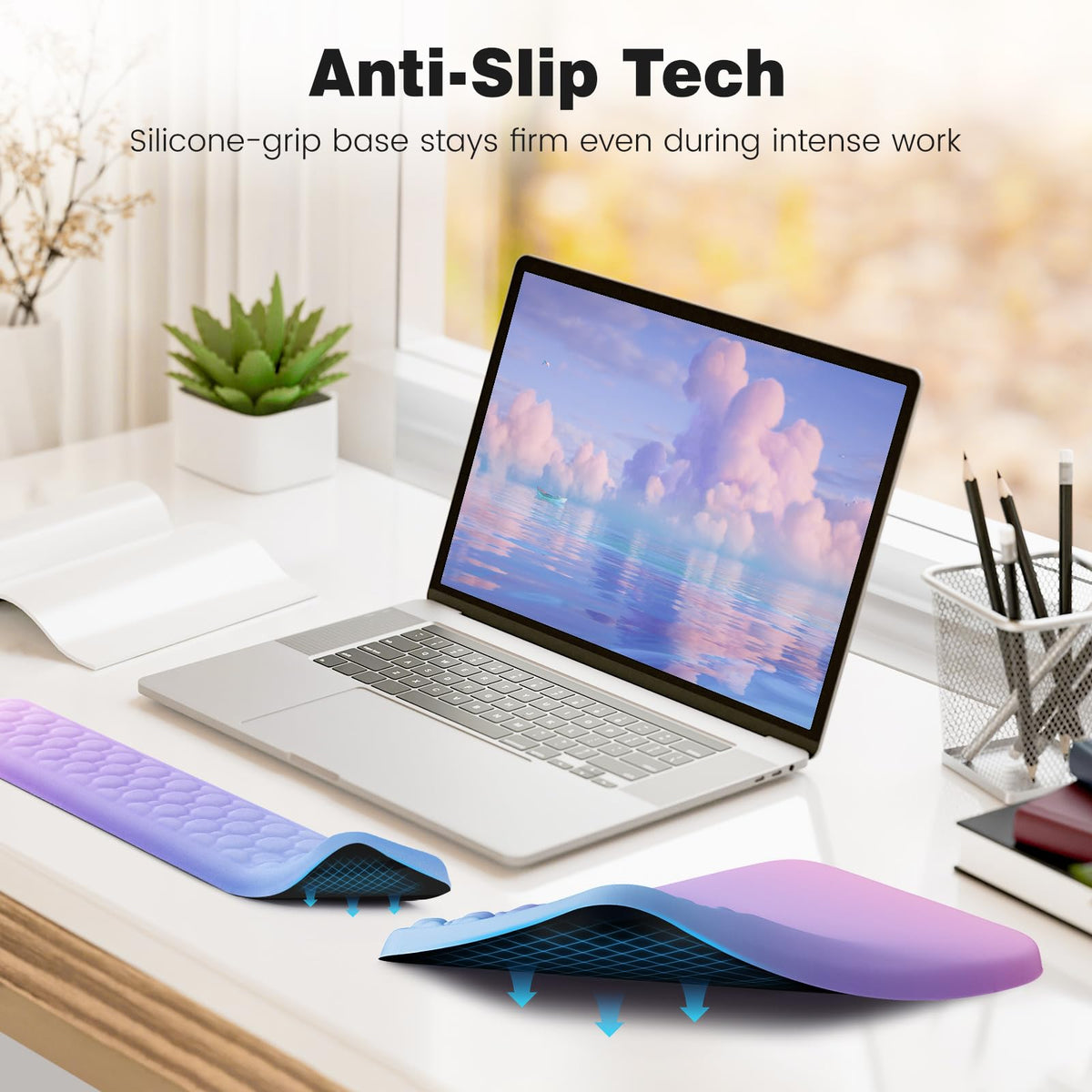 Ospelelf Keyboard Wrist Rest Pad for Computer, Ergonomic Large Mouse Pad with Wrist Support, Office