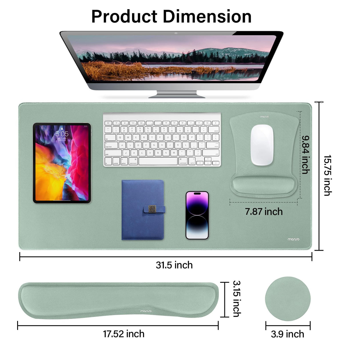 MOSISO Keyboard Mouse Pad Set, Large Gaming Mousepad&Keyboard Wrist Rest