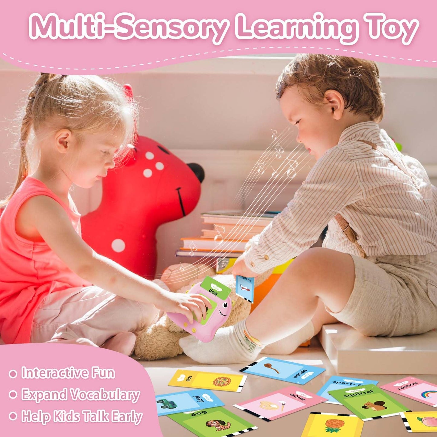 Talking Flash Cards with 510 Sight Words, Girls Toys for 2-4 Years (Pink)