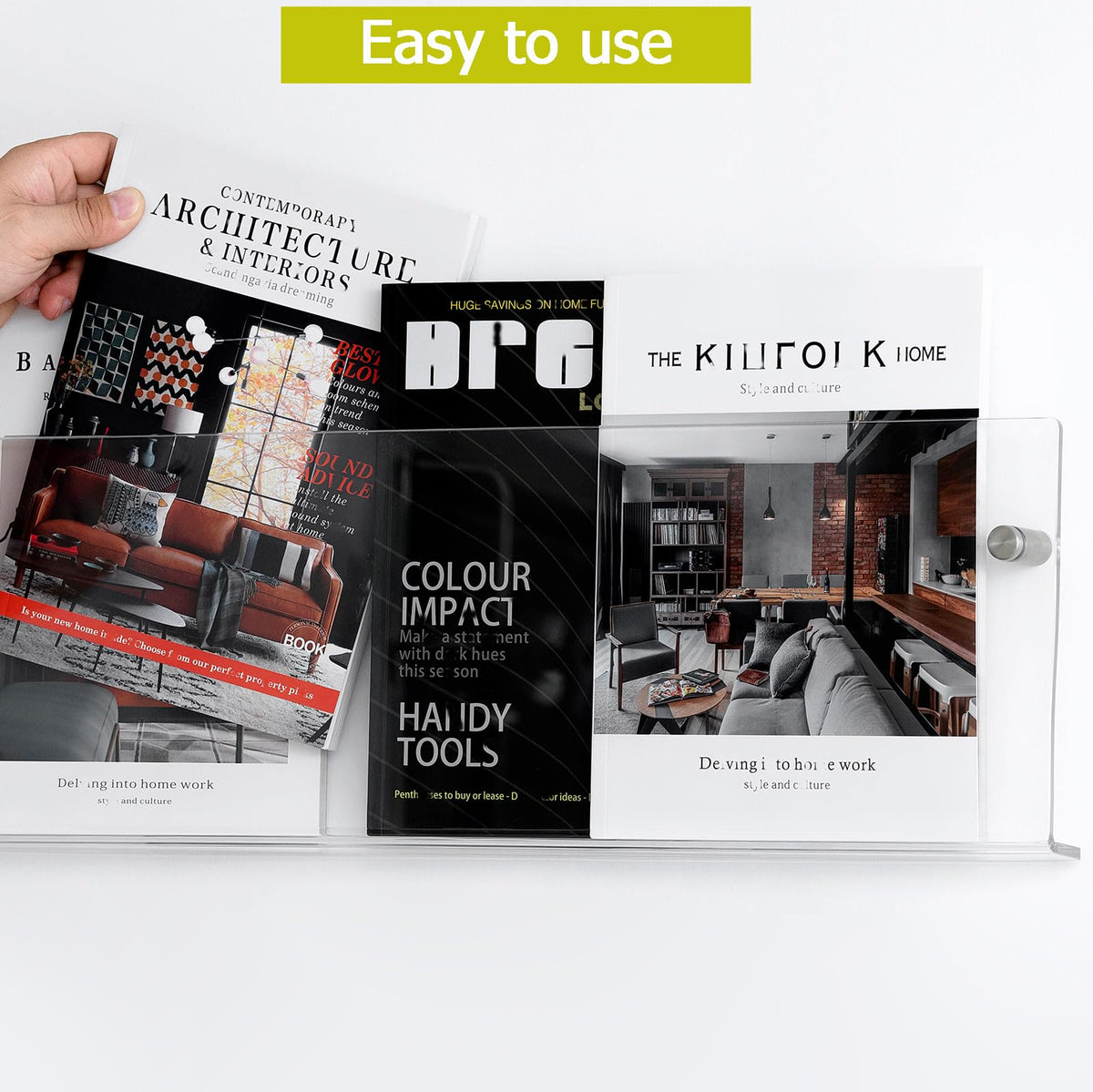XOHYW 2 Pack Clear Acrylic Magazine Holder, Wall Mount Hanging Bookshelf Literature Storage Rack