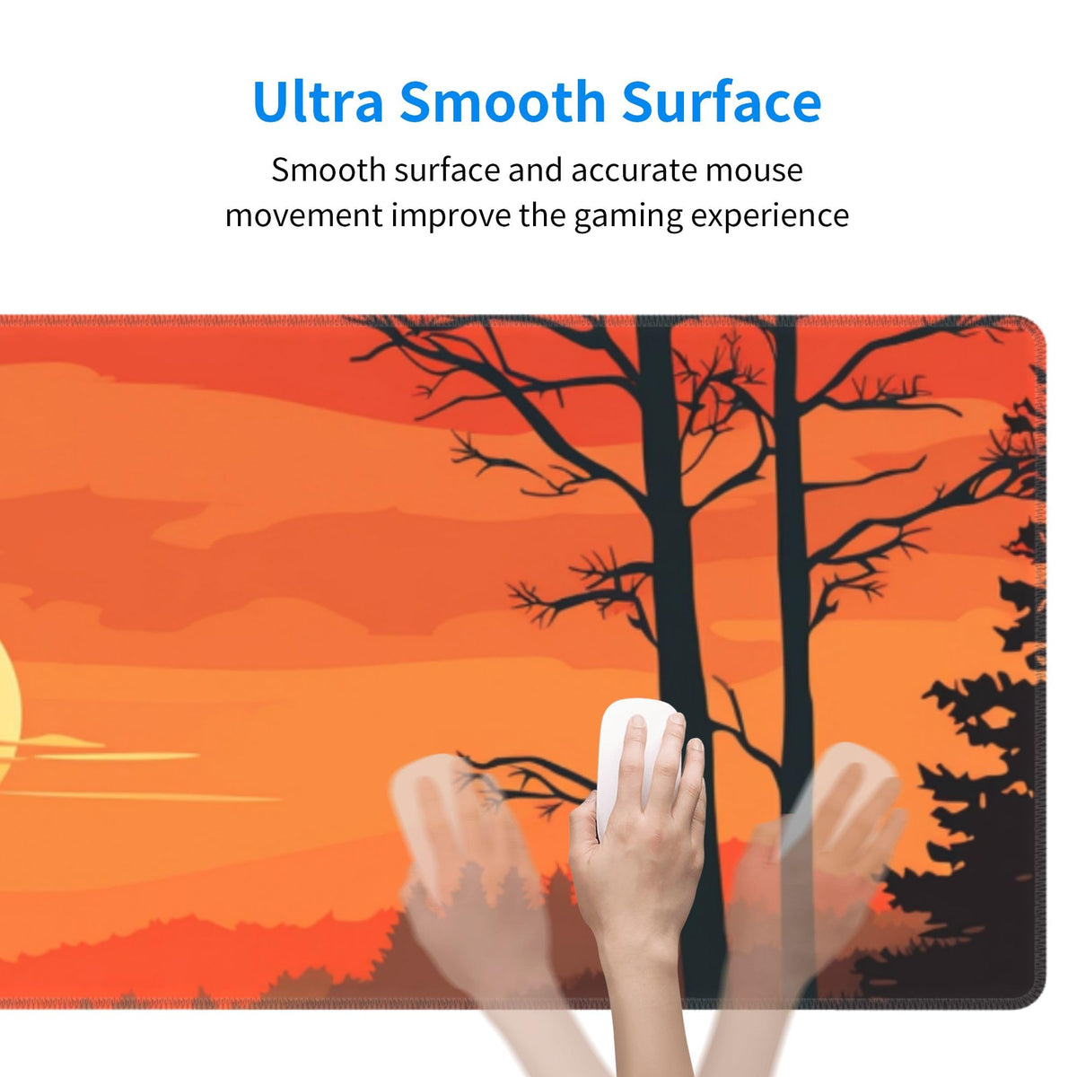 Large Size Sunset with a Silhouetted stag Print Gaming Mouse Pad 31.5 x 12 Inch, Stitched Edges