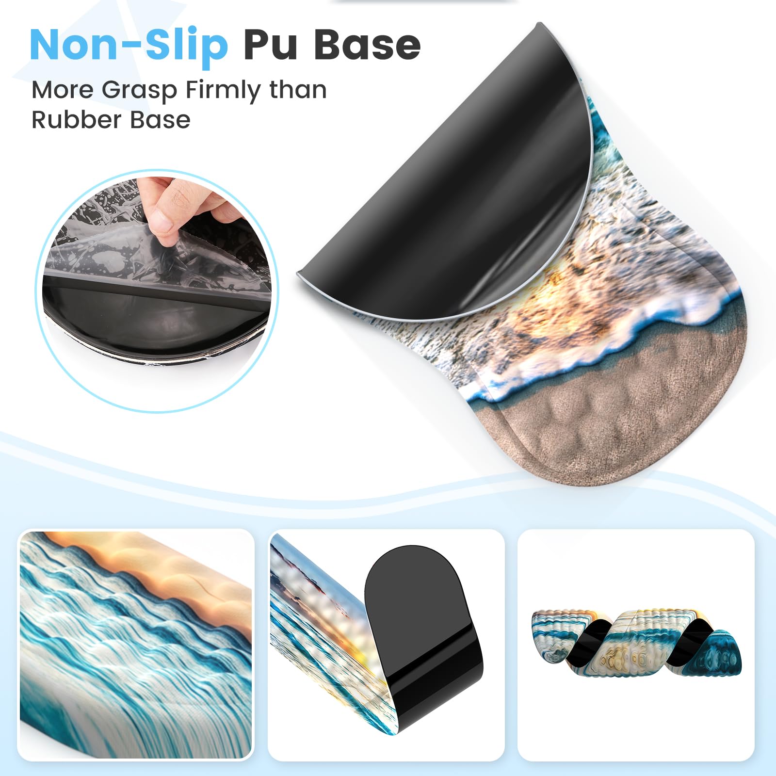 HAOCOO Ergonomic Mouse Pad & Keyboard Wrist Rest Set, Beach