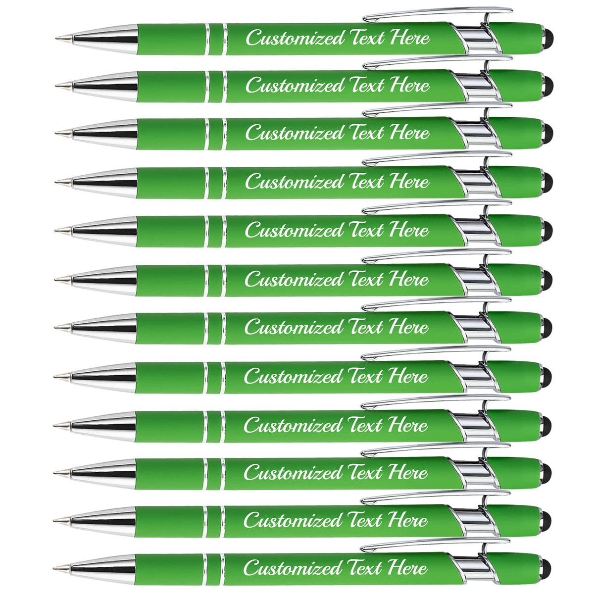 Aolun Personalized Pens,Custom Engraving Ballpoint Pens with Stylus,12 Pcs,Soft Touch