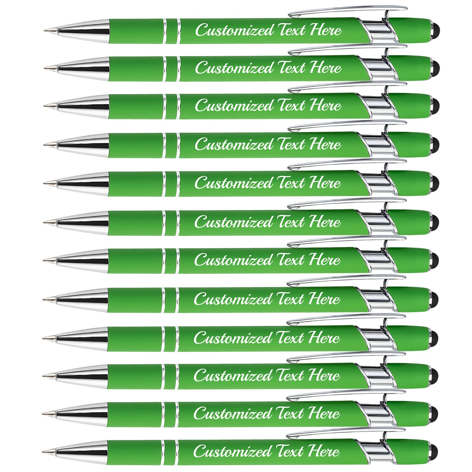 Aolun Personalized Pens,Custom Engraving Ballpoint Pens with Stylus,12 Pcs,Soft Touch