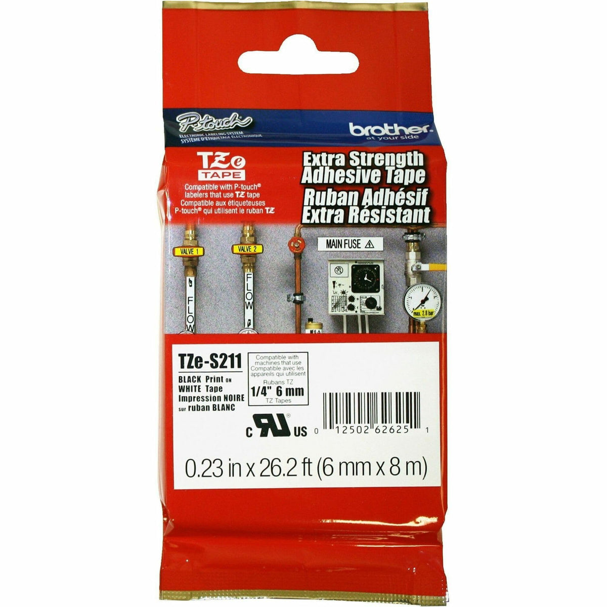 Brother Genuine P-touch TZE-S211 Tape, 1/4" (0.23") Wide Extra-Strength Adhesive Laminated Tape