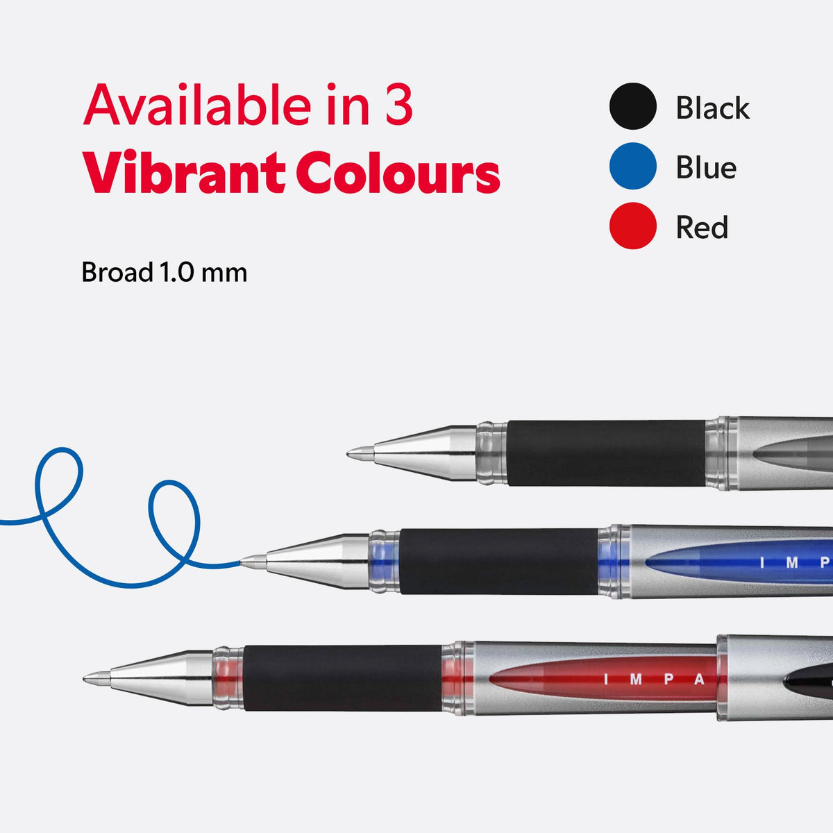 uni-ball Gel Impact Broad Nib Rollerball Pens, 1 mm, Blue (12-Pack)