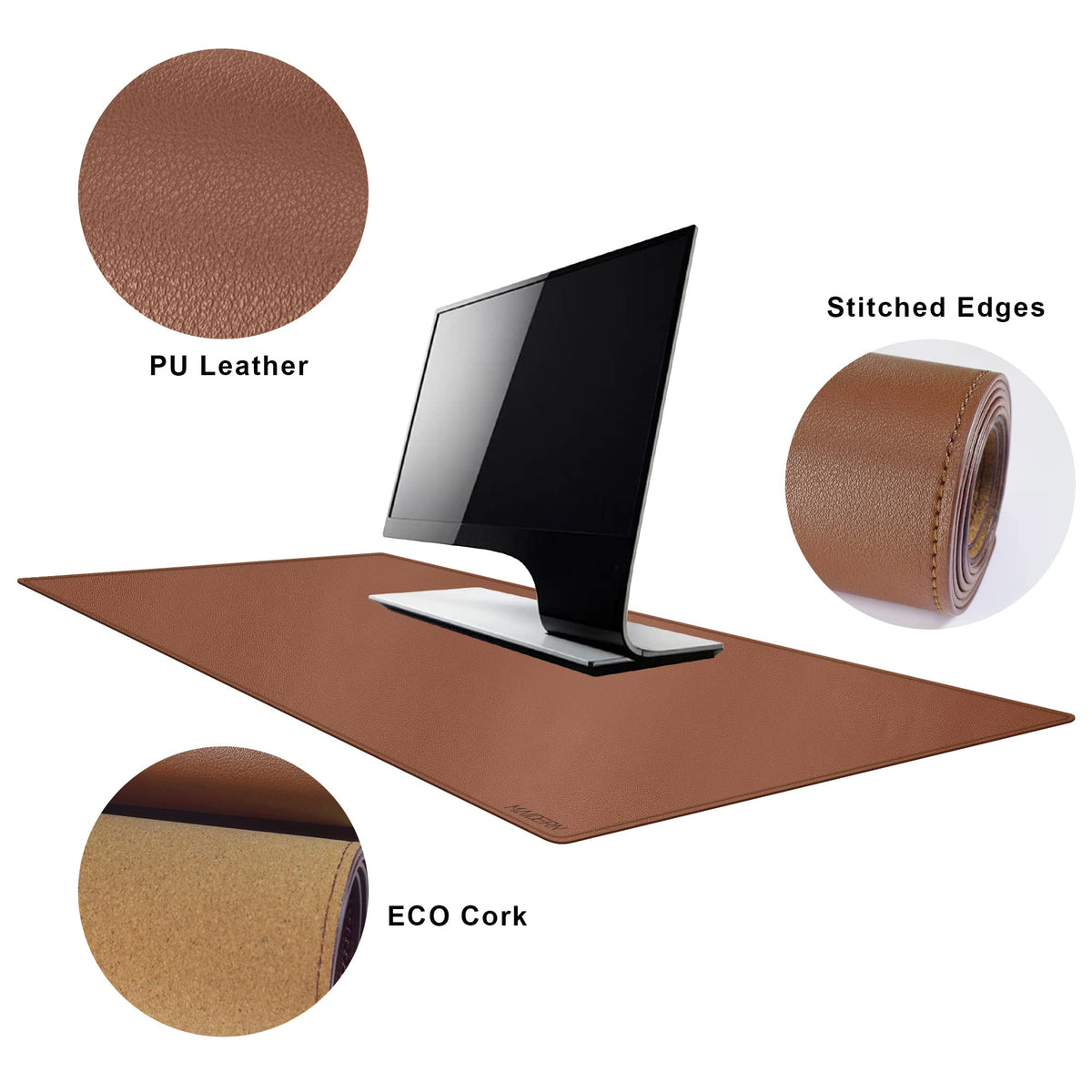 MAIDERN 47.2" x 23.6" XXL Cork & Leather Desk Mat, Full Desk Mouse Pad, Dual Sided, Gaming & Home