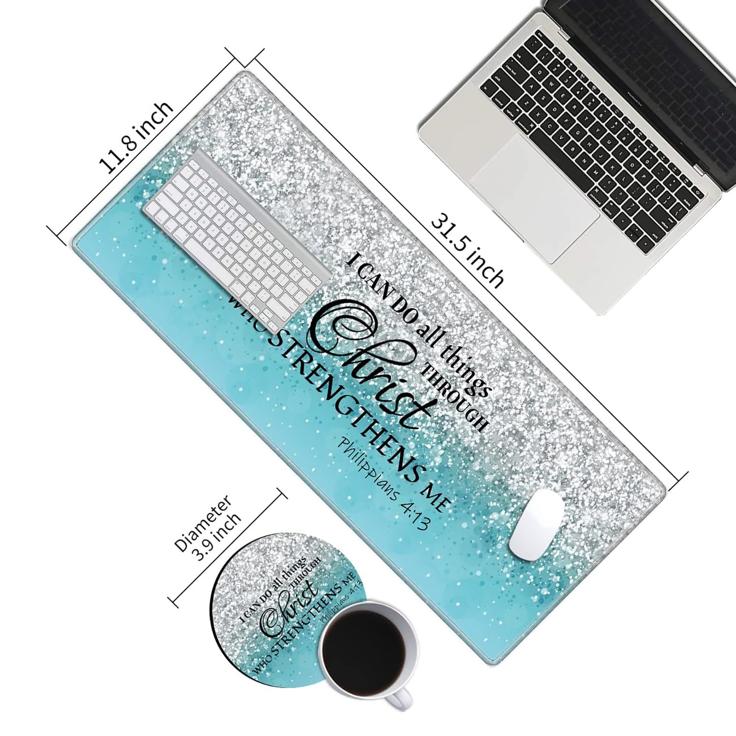 Desk Mat Gaming Mouse pad for Laptop,I can Do All Things Through Christ Who Strengthens Me Bible