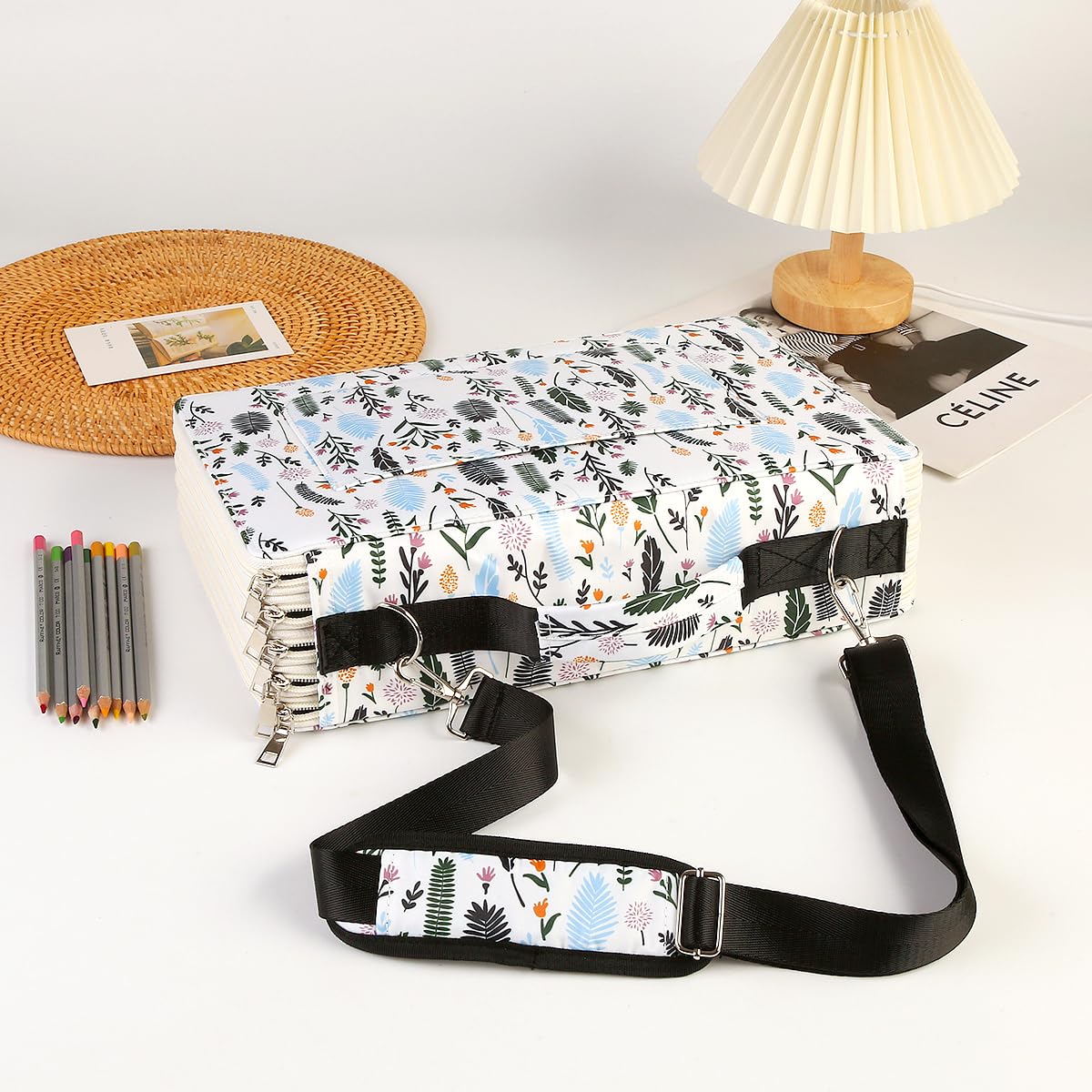 Lbxgap 480 Slots Pencil Case, 5-Layer Organizer with Shoulder Strap
