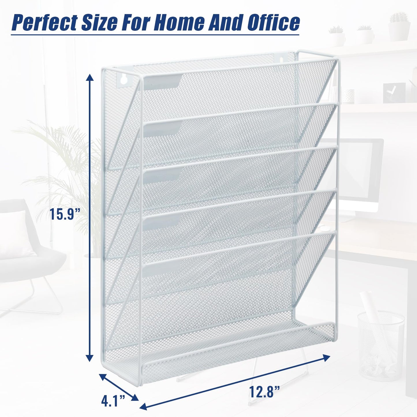 EASEPRES Desk File Organizer Mesh 6-Tier, Hanging Wall Mount Document Organization Stand, Desktop