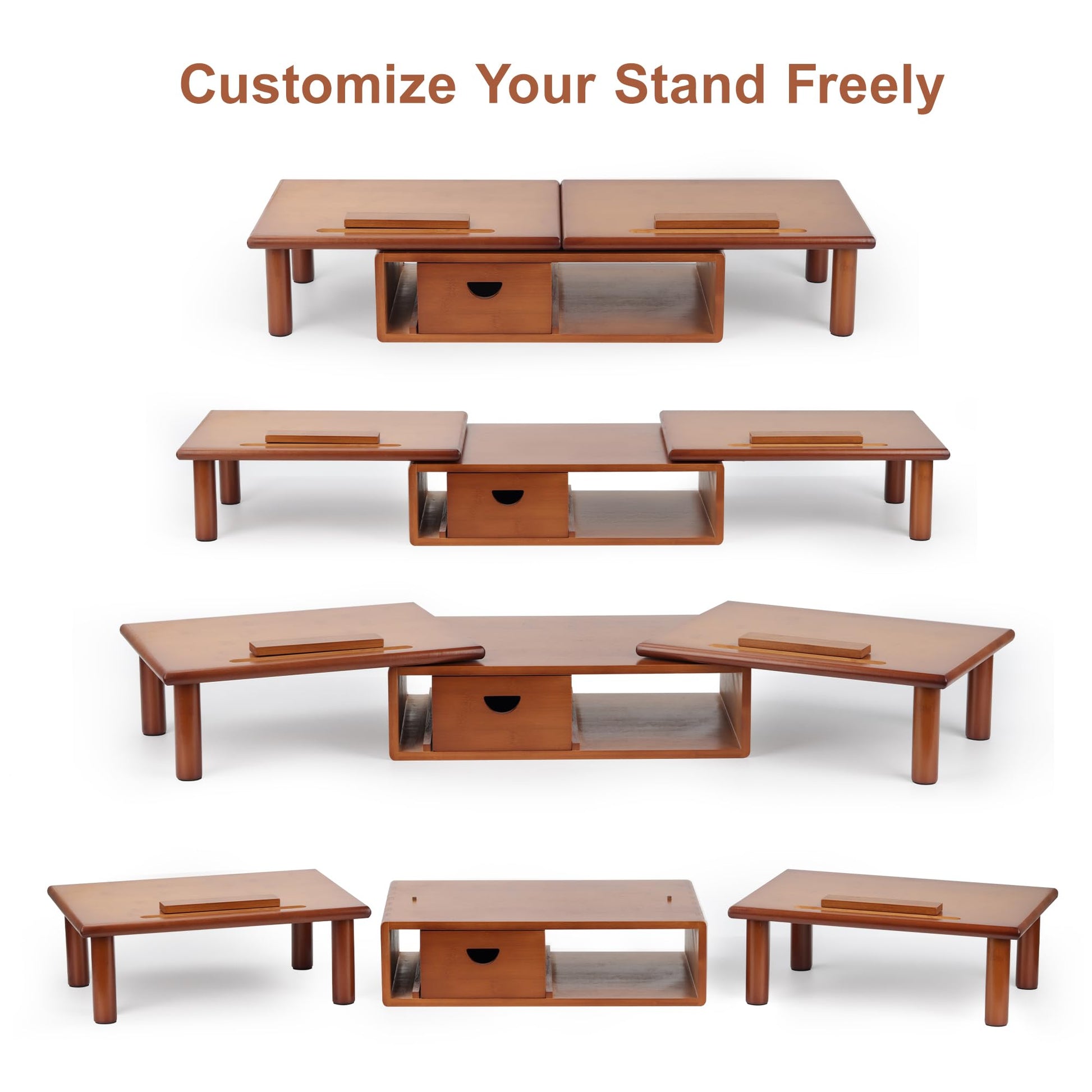 ROCDEER Dual Monitor Stand Riser with Drawer for Desk Laptop