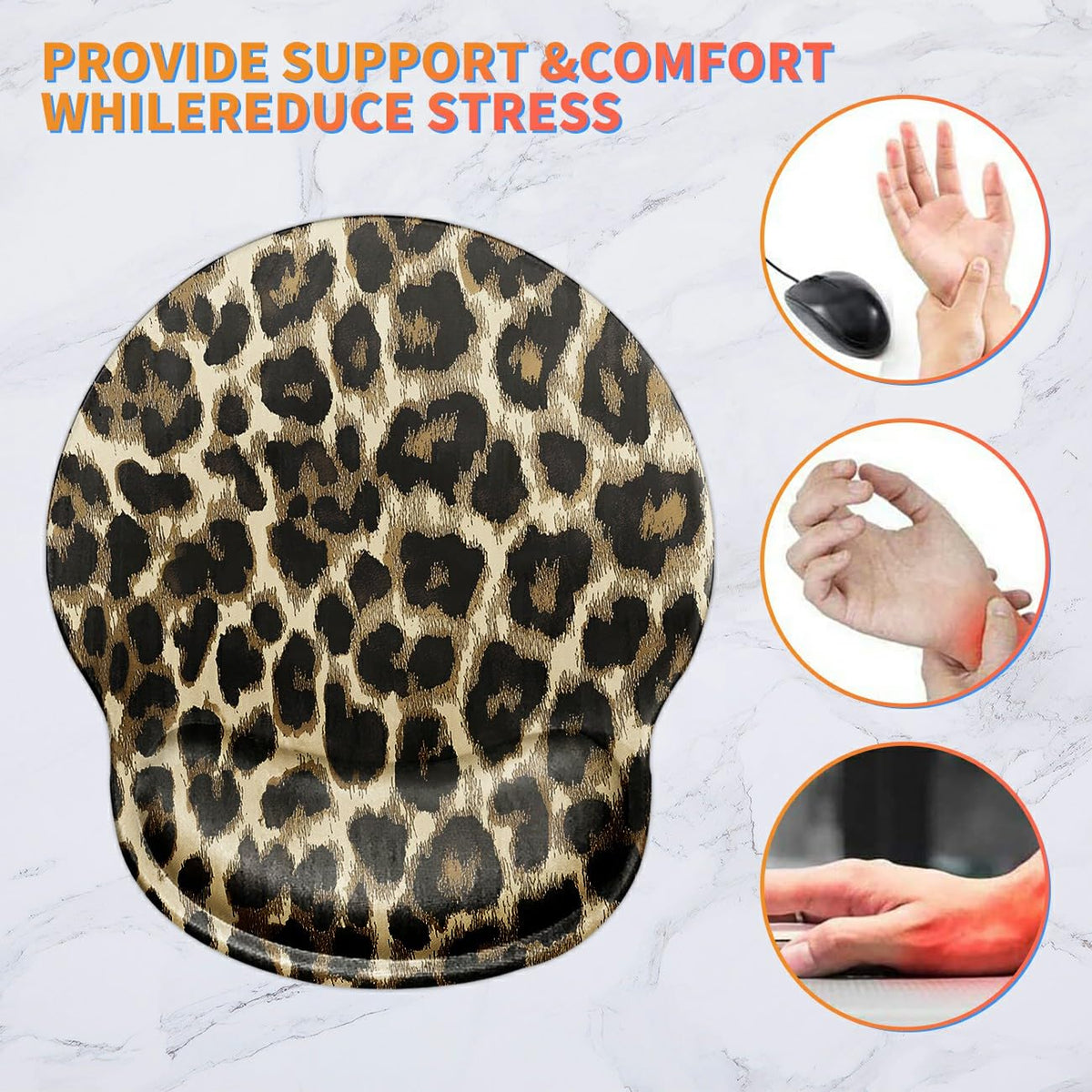 Gaming Mouse Pad with Wrist Support, Spsun Leopard Grain Pattern Custom Design Cute Mousepad,Pain