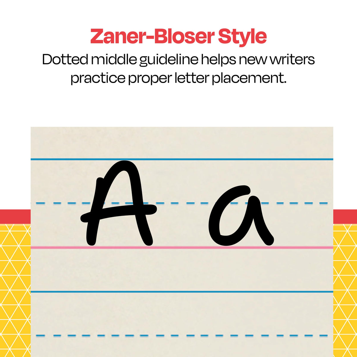 School Smart Zaner-Bloser Writing Paper, Handwriting Practice Lined Paper, Grade 1 Learning, 7/8
