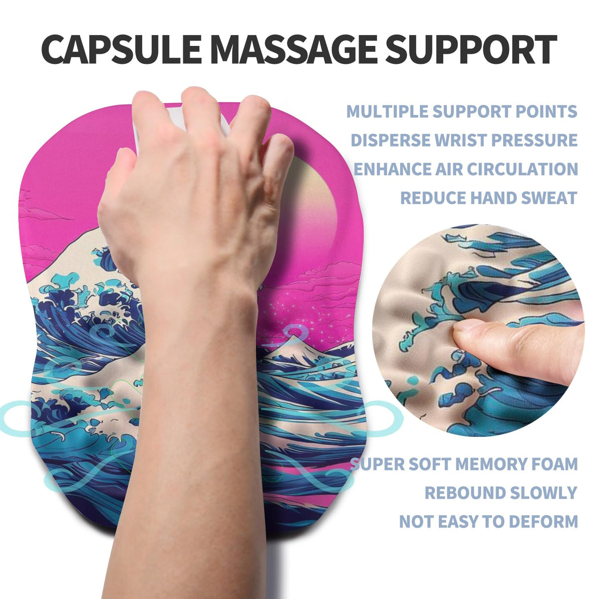 Gleamtide Ergonomic Raised Mouse Pad Wrist Support with Bilateral Slope Memory Foam Mousepad for
