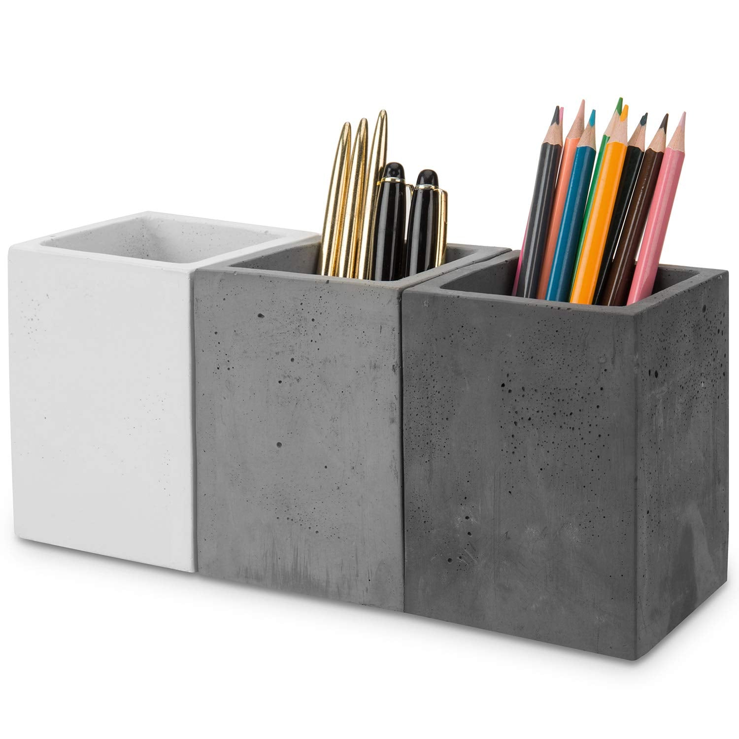 MyGift Pen Holder Pencil Holder For Desk,Pen Cup Holder For Desk,Concrete Desktop Pencil Cup,Modern