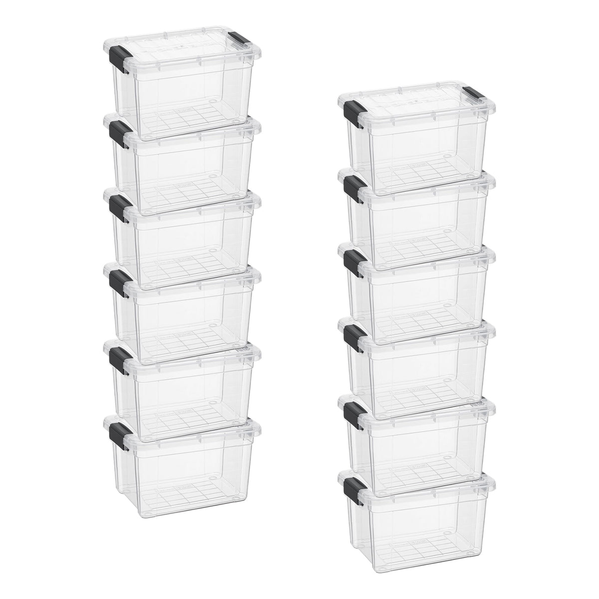Superio 1.4 Quart Mini Clear Plastic Storage Container with Lid, Stackable Small Organizer Box for