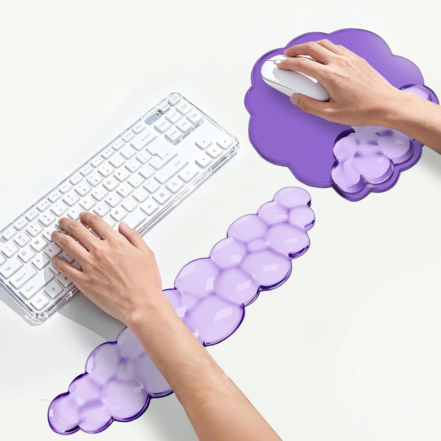 Aszqvd Mouse Pad with Wrist Rest, Soft Cloud Gel Keyboard Mouse Pad Set with Hand Wrist Support