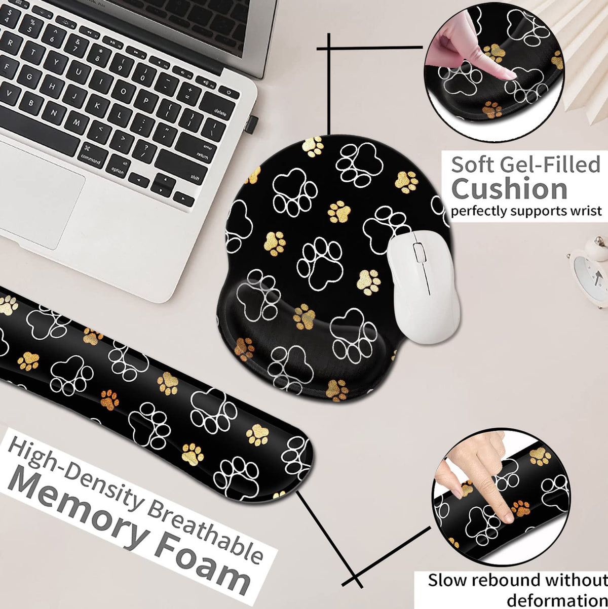 Ergonomic Mouse Pad with Wrist Support Gel Mouse Pad, Non-Slip Laptop Computer Keyboard Mousepad