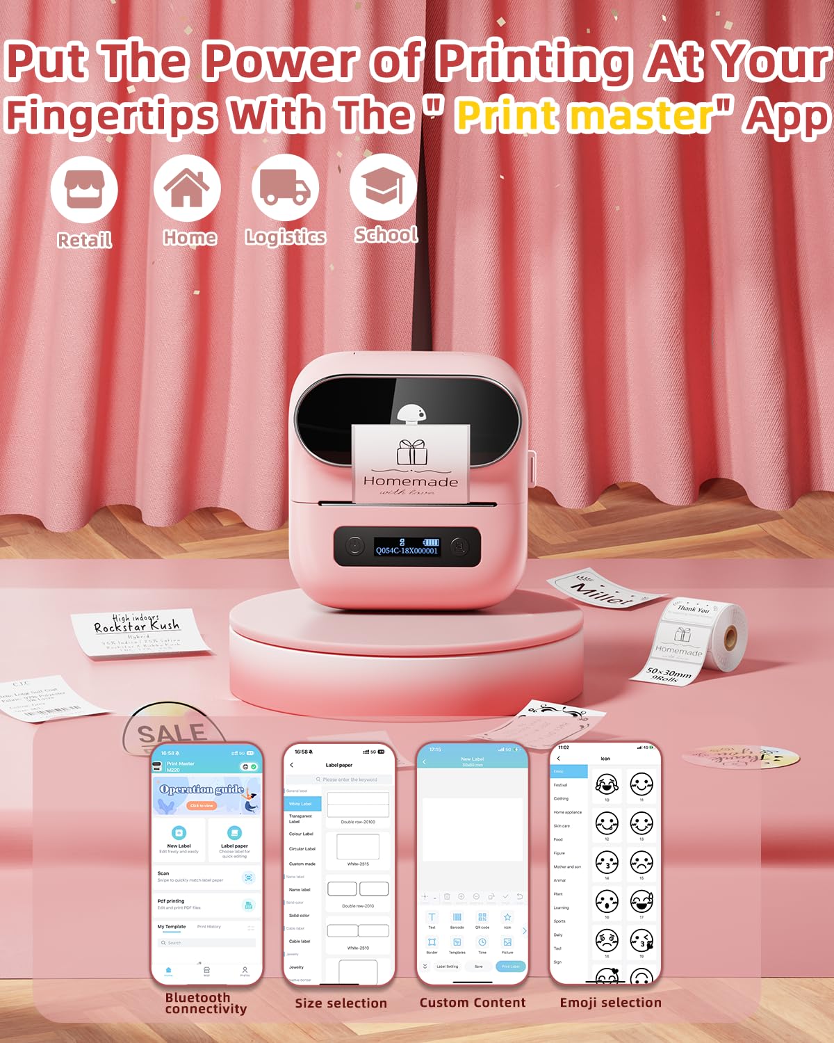 Phomemo M220 Bluetooth Label Maker,Portable Thermal Printer