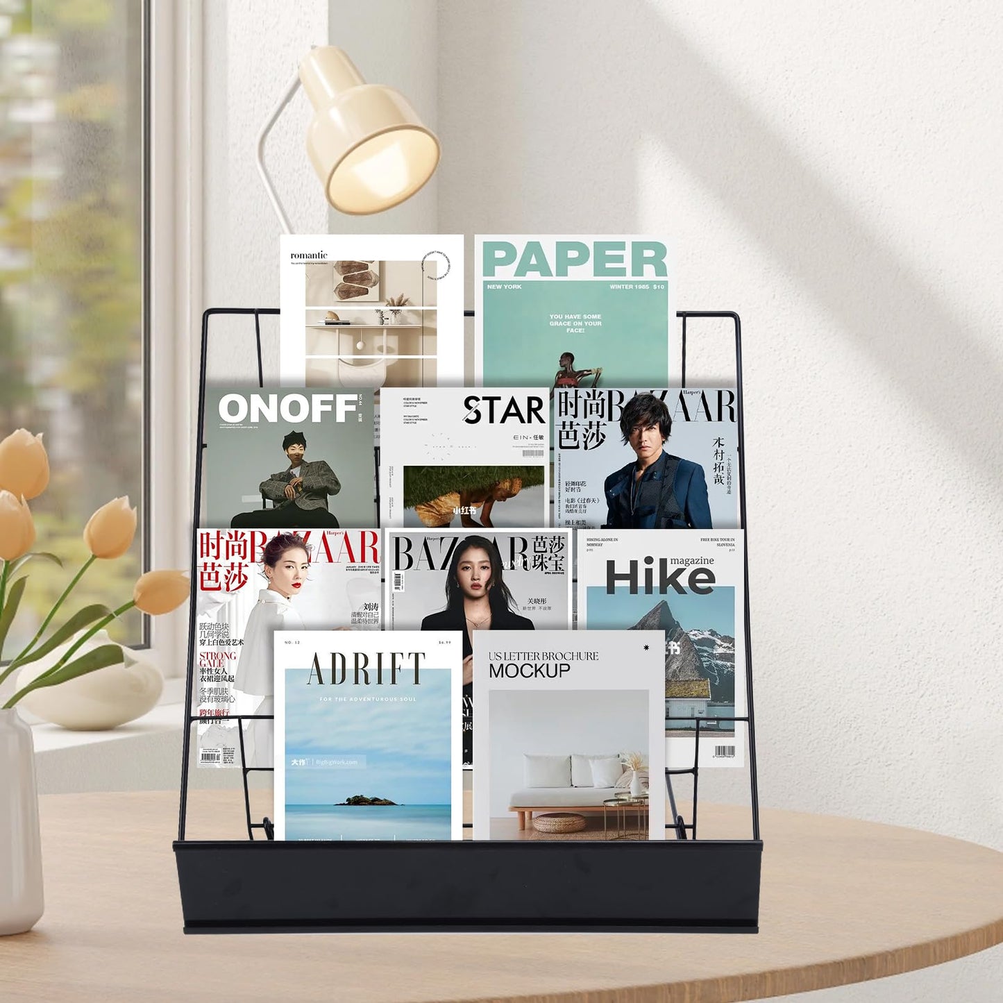 Book Signing Rack,Library Classroom Picture Literature Brochure 4 Tiered