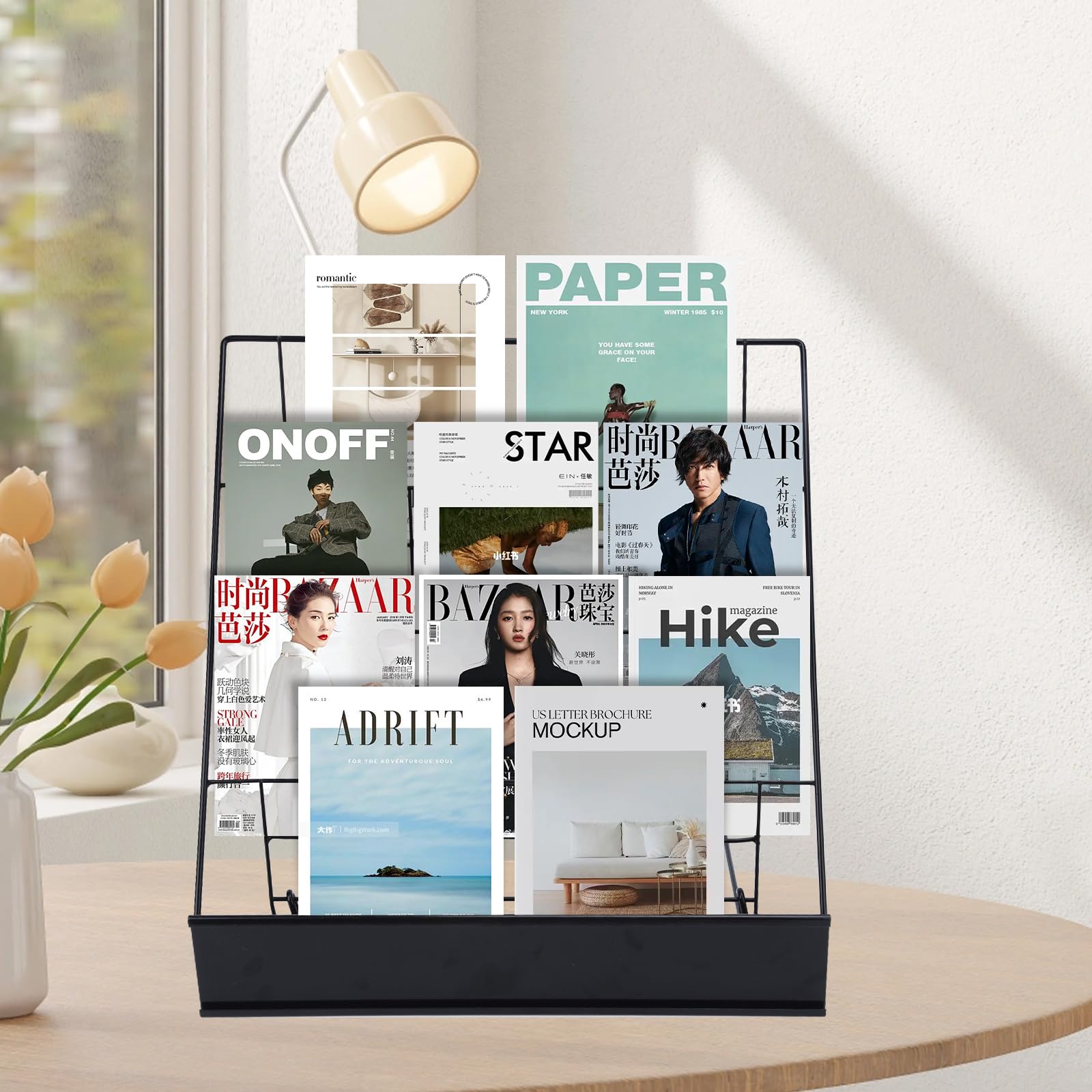 Book Signing Rack,Library Classroom Picture Literature Brochure 4 Tiered