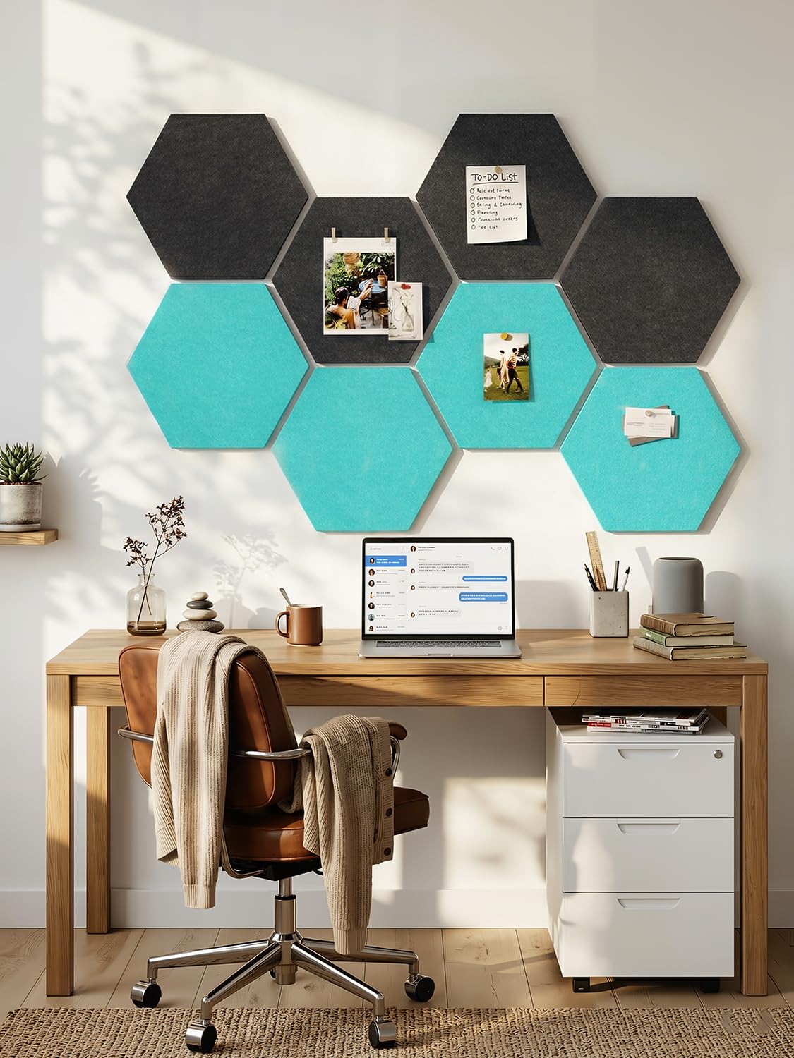 Uoisaiko 8-Pack Hexagon Felt Bulletin Board Tiles, Cork Board Alternative