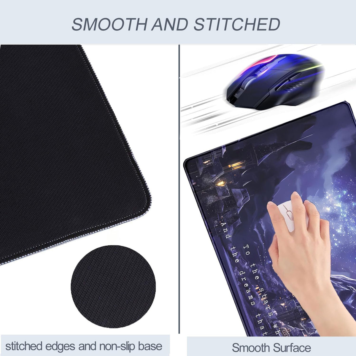 Purple Velaris Desk Mat Acotar Desk Mat Night Castle Fantasy Mouse Pad Large for Desk Computer
