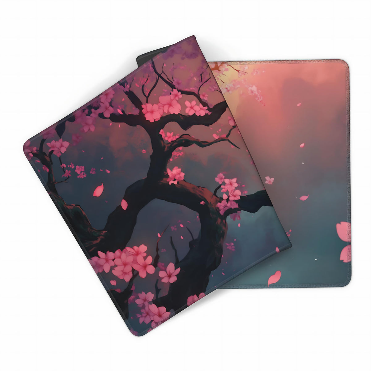 Cute Floral Aesthetic Cherry Gaming Mouse Pad, Pink Japanese Desk Mat with Anti-Slip Base &