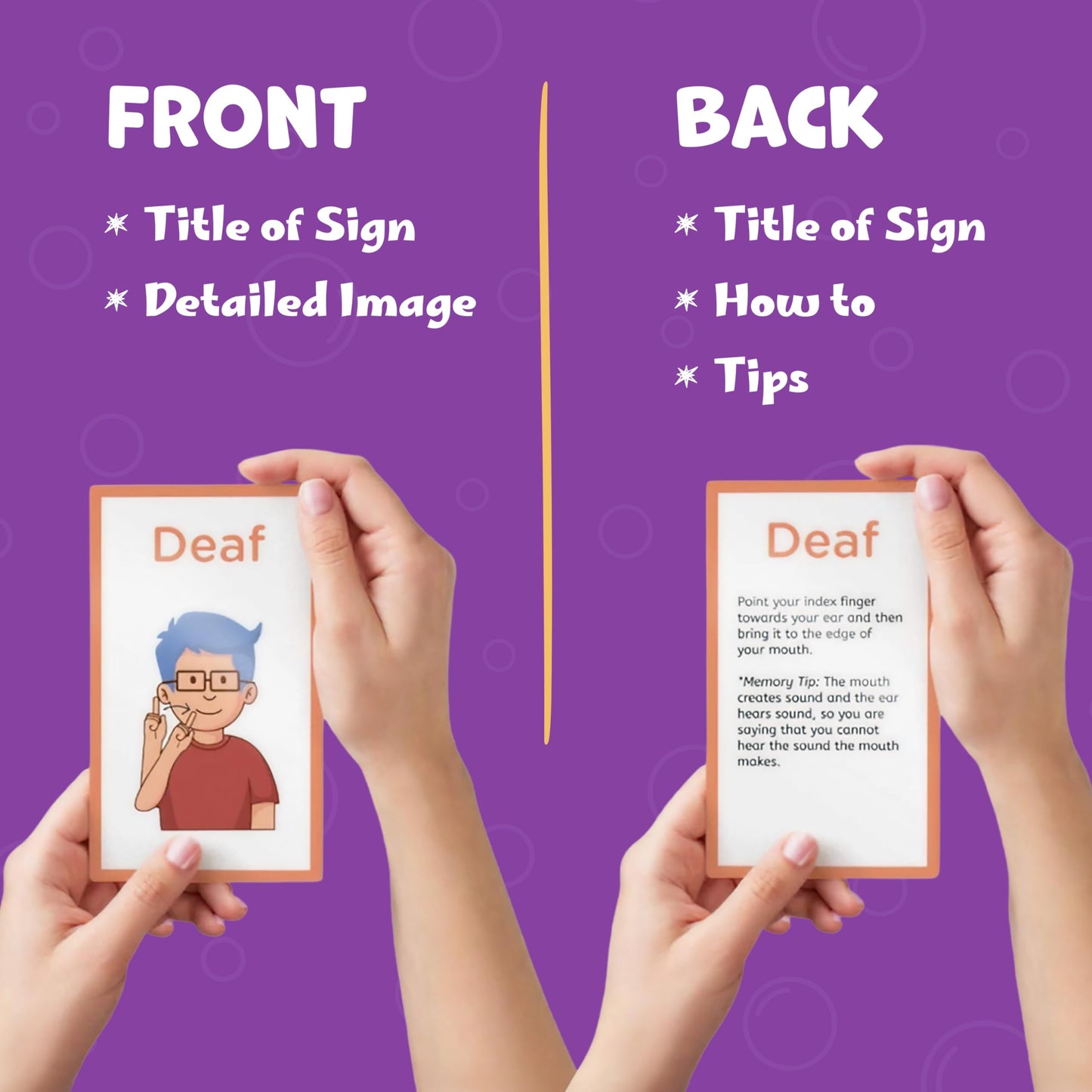 Hubble Bubble Kids American Sign Language Cards for Toddlers and Beginners - 180 ASL Flash Cards