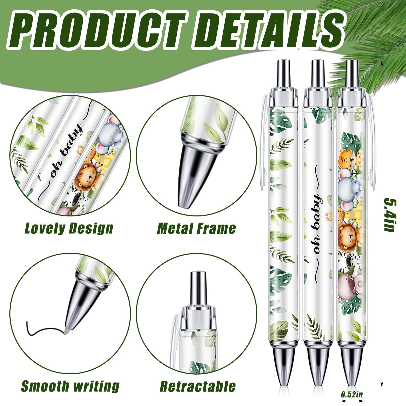 EYNDYN 145 Pieces Safari Baby Shower Favors for Guest Wild Animal Ballpoint Pens and Keychains