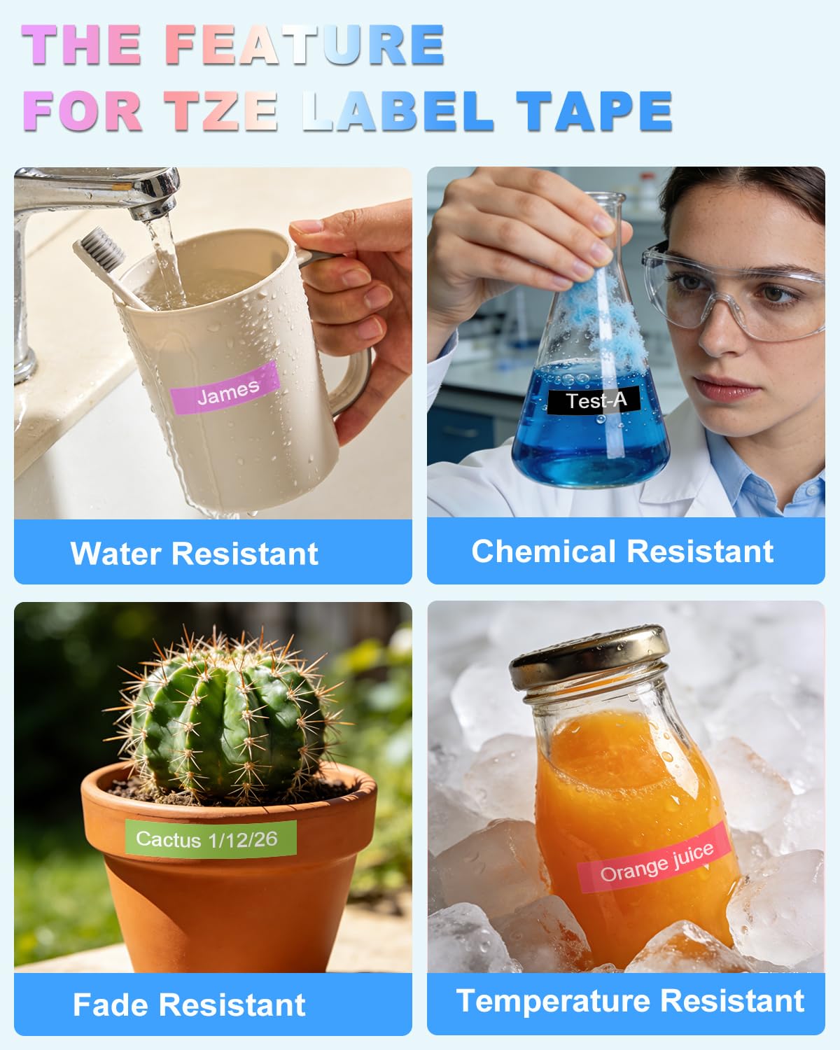 Replace for Brother P-Touch Label Maker Tape TZe 12mm 0.47" Refills