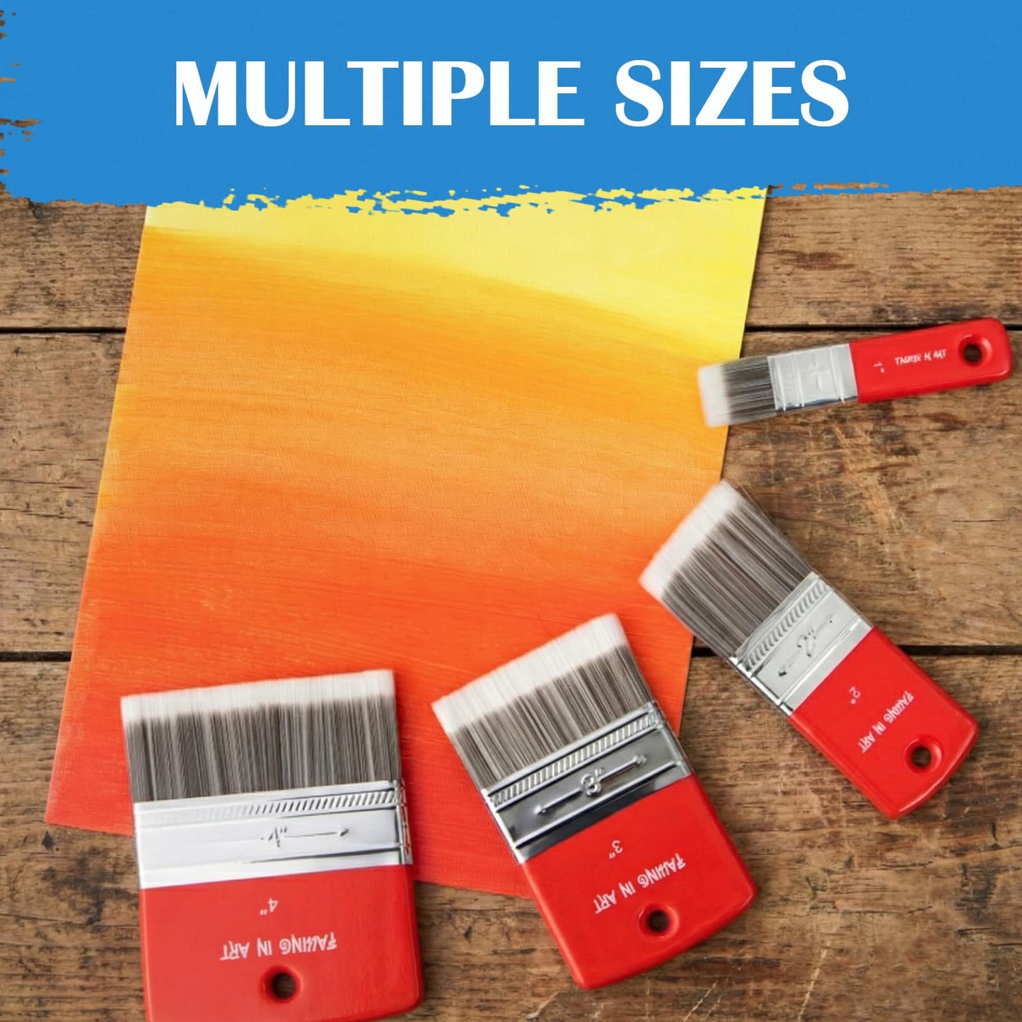Falling in Art 3 PCS Flat Paddle Paint Brush Set (1'',2'',3'')