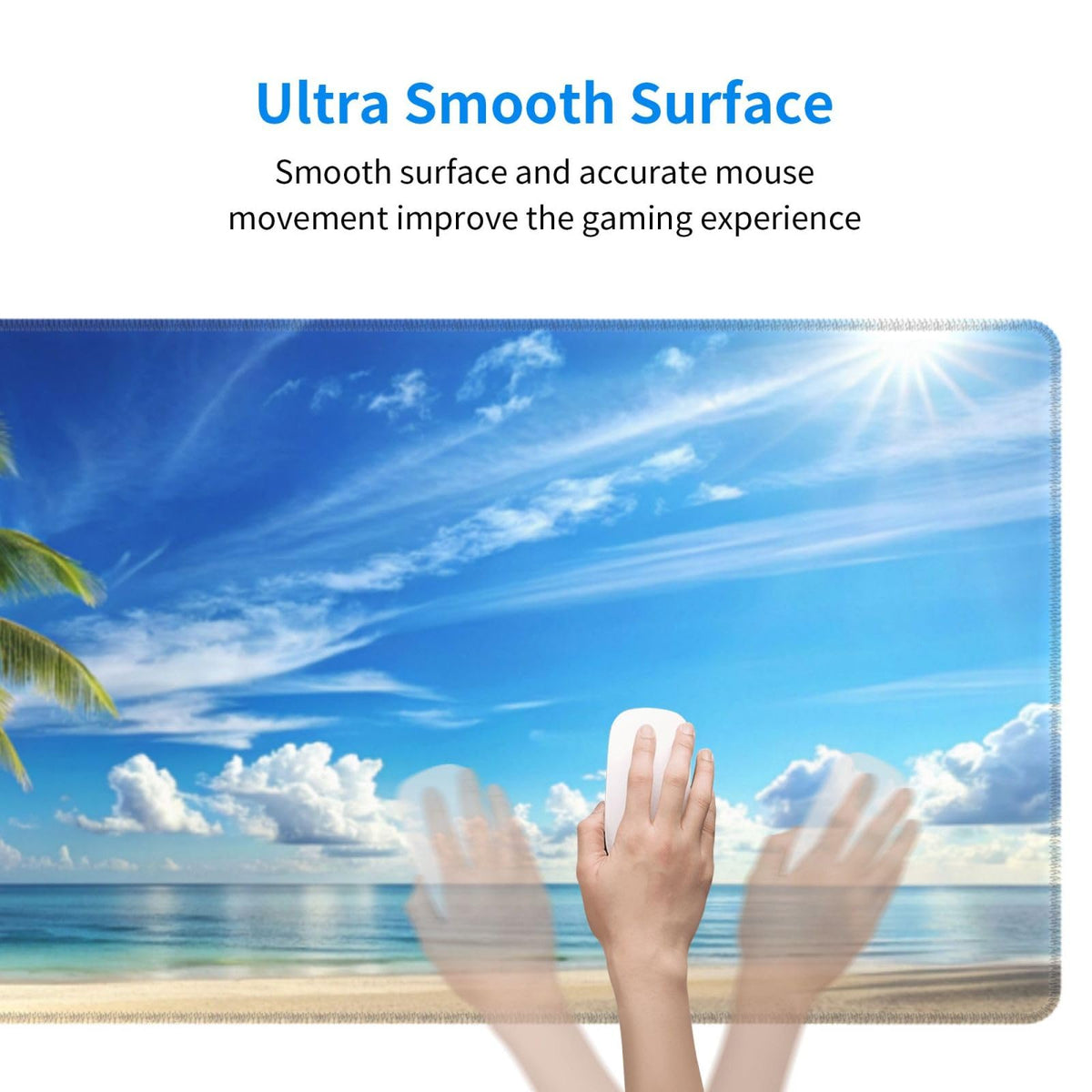 Beach Mouse Pad XL Large Mousepad Non Slip Rubber Base Desk Mat for Laptop Computer Gaming 31.5" X