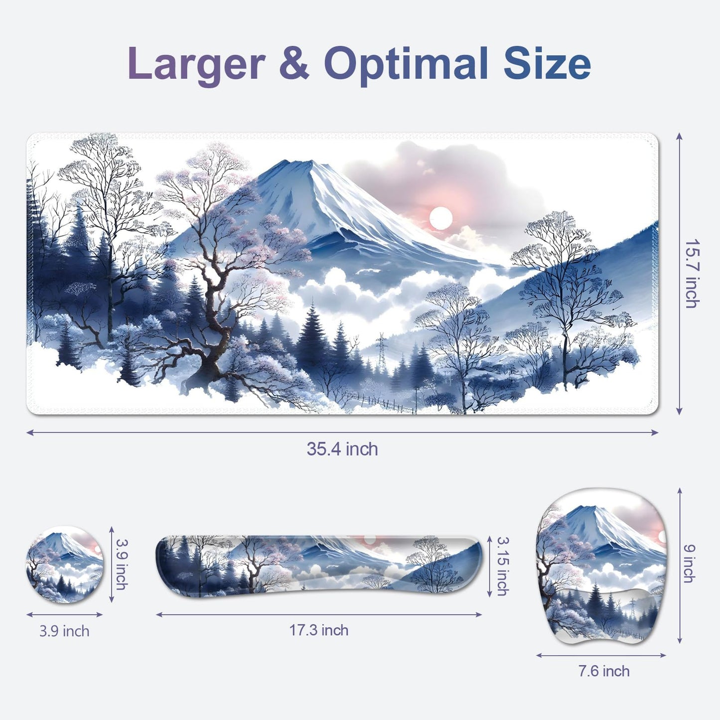4 in 1 Large Mouse Pad, Keyboard Wrist Rest Set, Ergonomic Mouse Pad with Wrist Support, Desk Mat