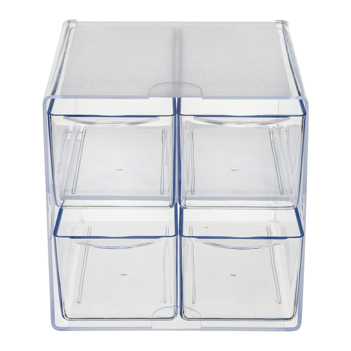 Deflecto Stackable Cube Organizer, Desk and Craft Organizer, 4 Drawers, Clear, Removable Drawers