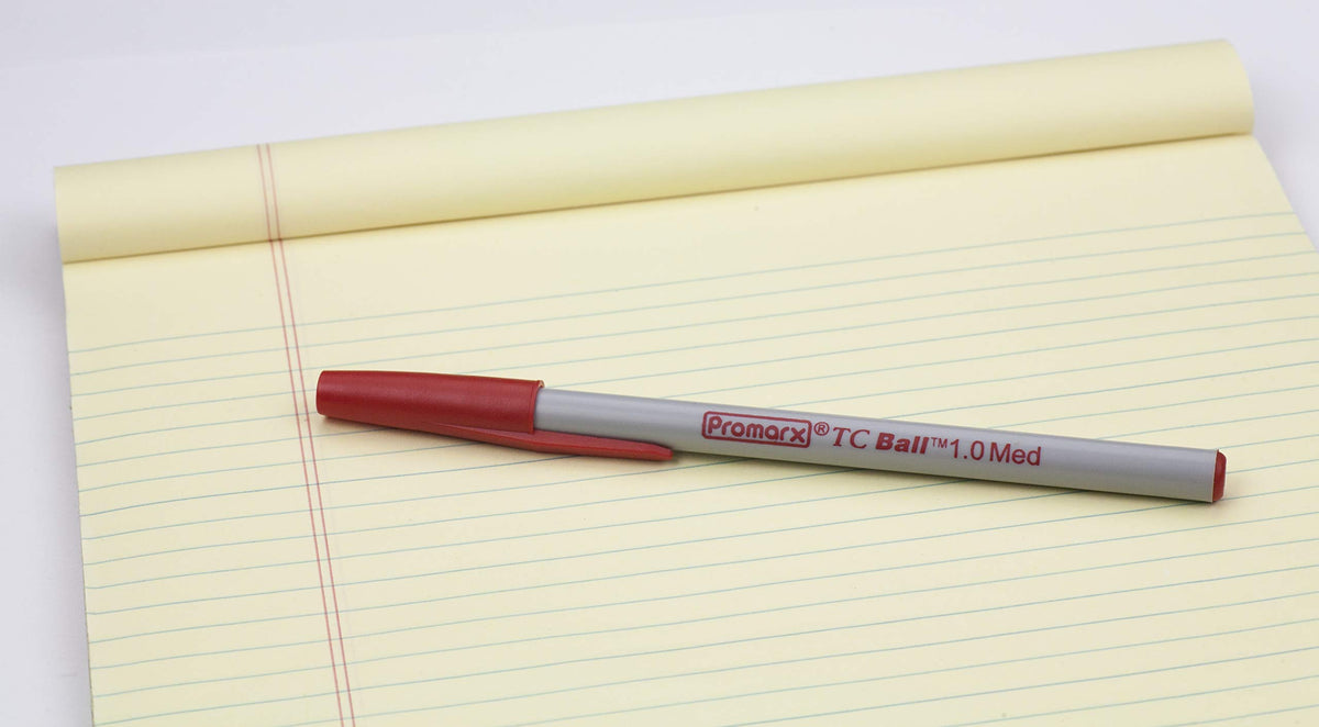 Promarx TC Ball Stick Pens, Medium Point, Red Ink, 10 count