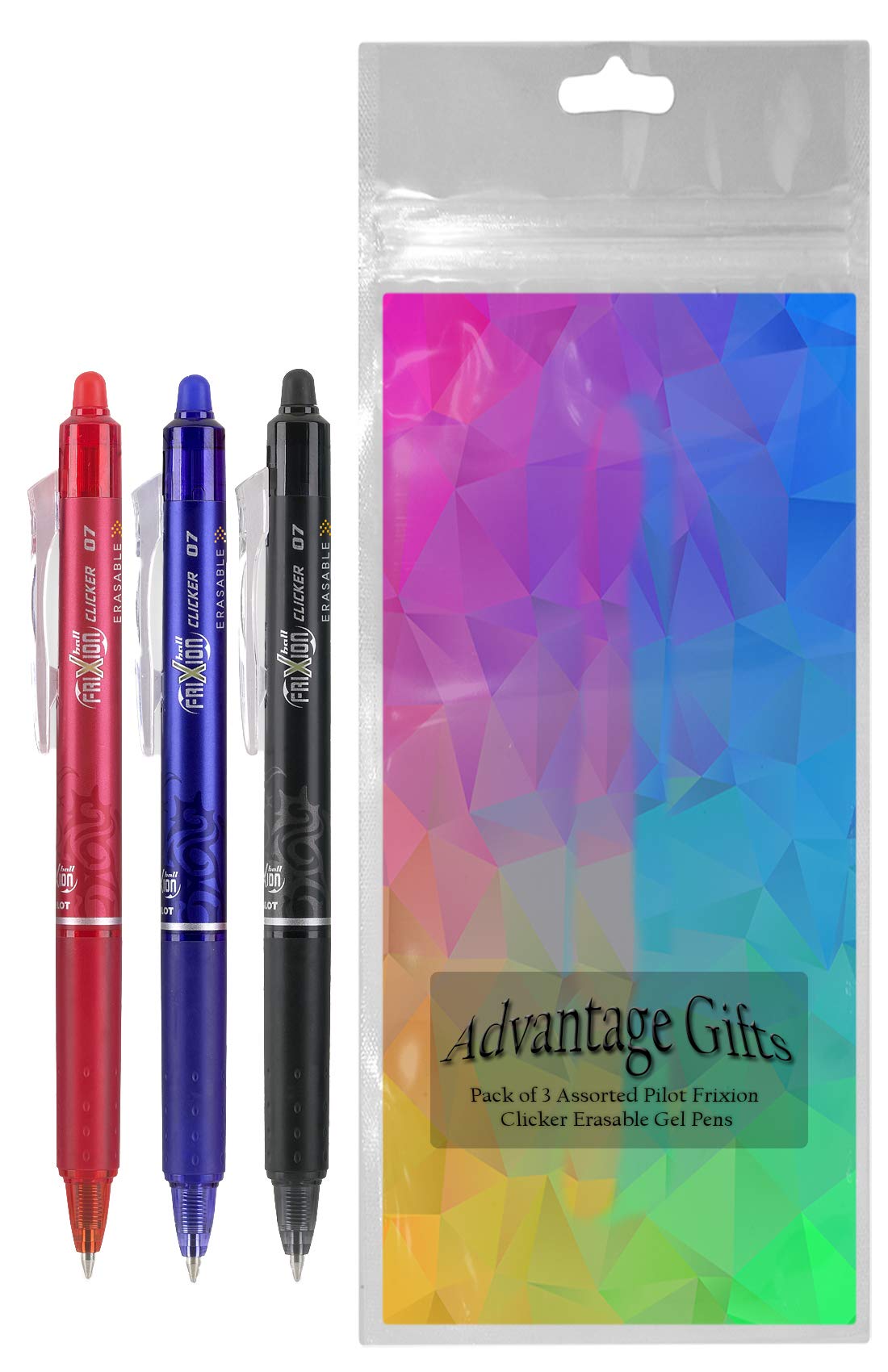 Advantage Gifts Clicker Retractable Erasable Gel Pens Fine Point (.7mm) Assorted Colors