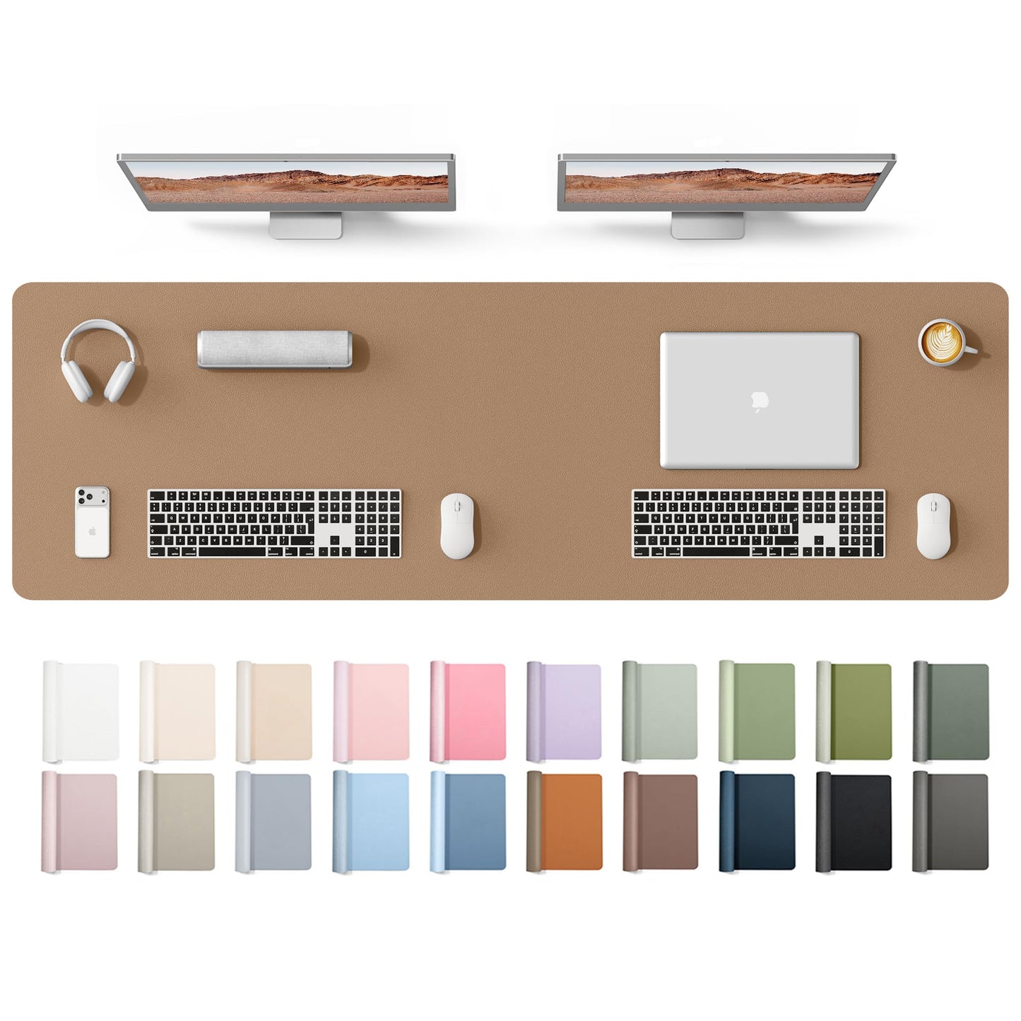 YSAGi Leather Desk Protector, Office Mat, Large Mouse Mat, Non-Slip PU Leather Blotter, Laptop Desk