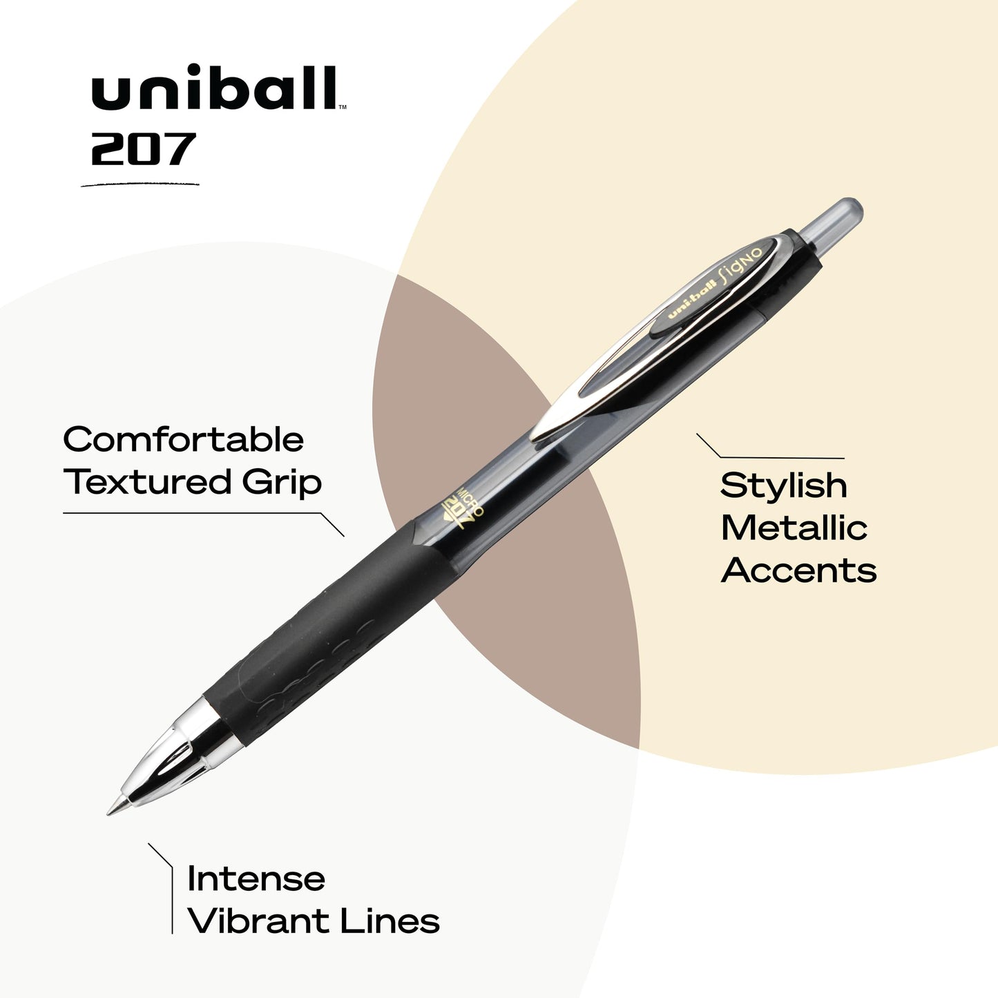 uni-ball 207 Plus+ Retractable Gel Pen 6 Pack in Assorted Colors with 0.7mm Medium Point Pen Tips