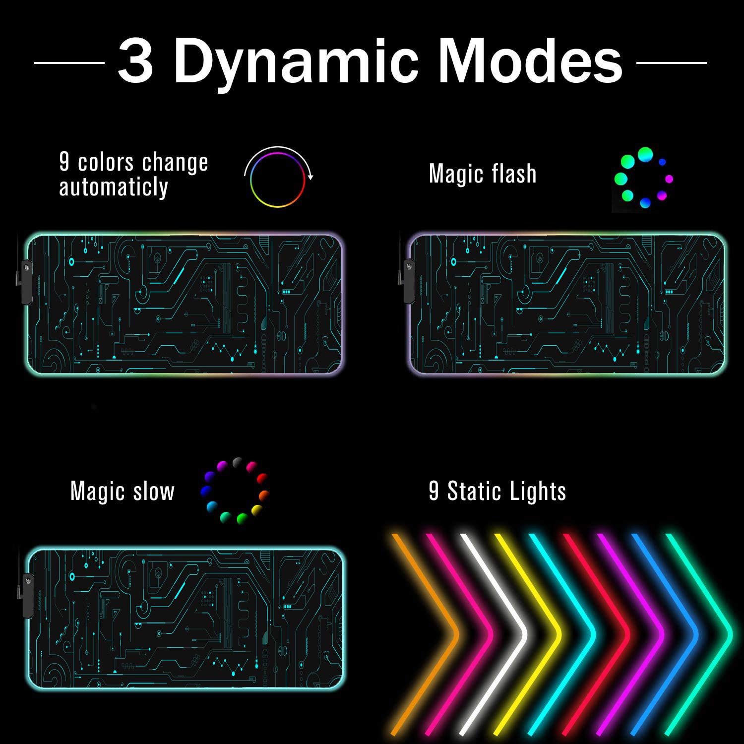 RGB Gaming Mouse Pad with Coffee Coaster, XXL Large Glowing LED Mousepad, Anti-Slip Rubber Base