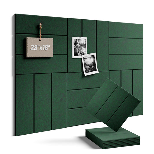 Fluxynara 28" X 18" Cork Board Alternative, Wide Stripe, Pine Green