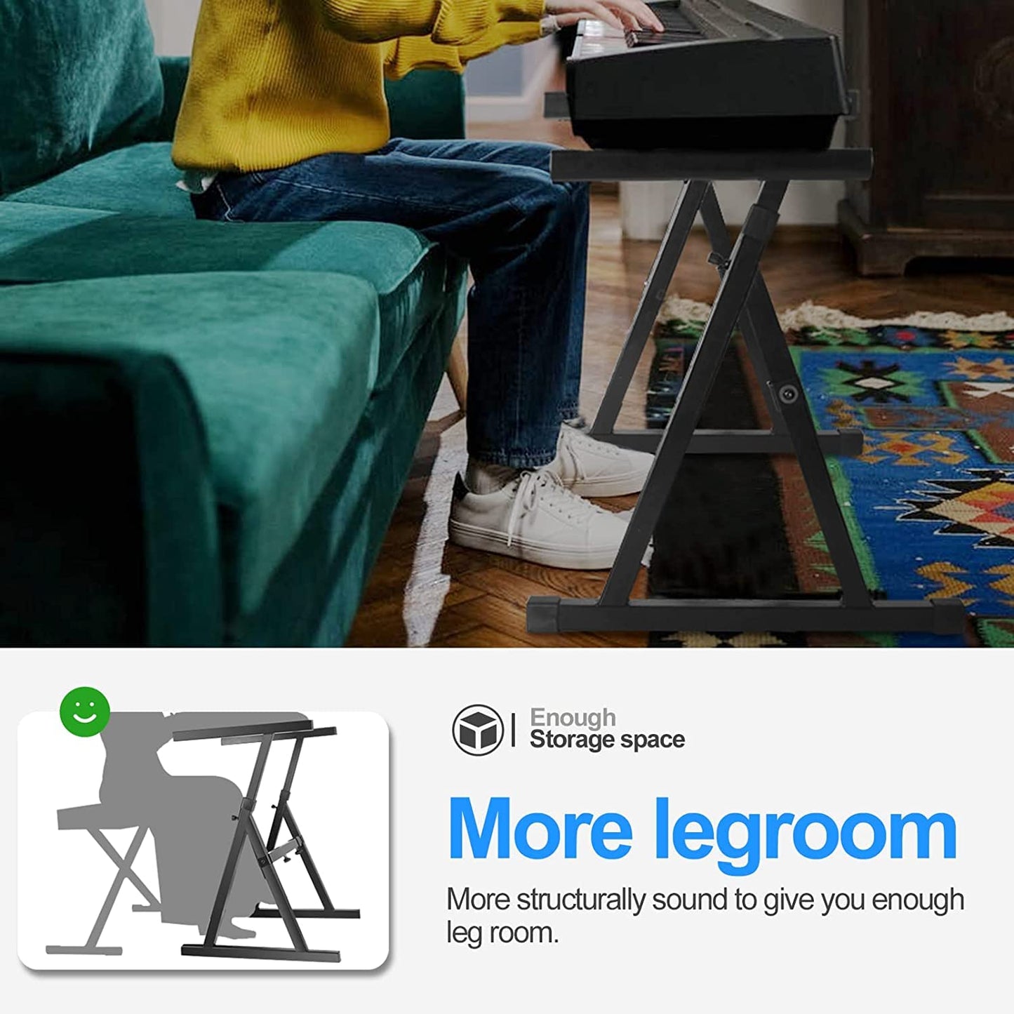 Duramex Heavy Duty Z-Style Keyboard Stand with 23.6-35.4"/60-90cm Adjustable Height and