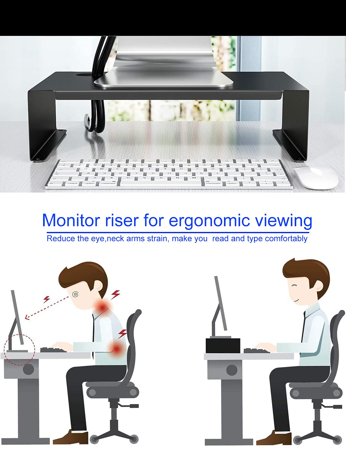 N.N 12 Inch Monitor Stand Riser and Plastic Storage Box,Metal Monitor Desk Stand with Ventilation
