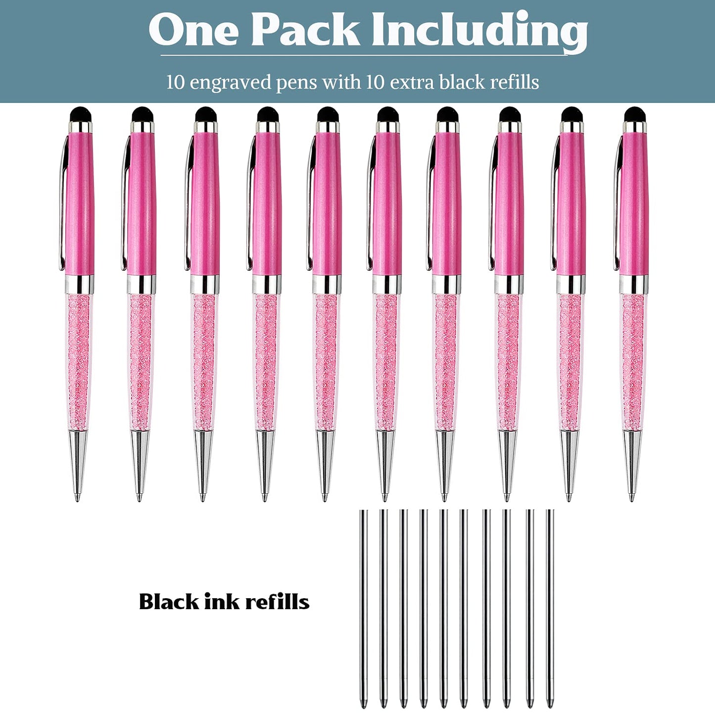 Ancolo Personalized Crystal Pens with Stylus Tip - Smooth Writing Set
