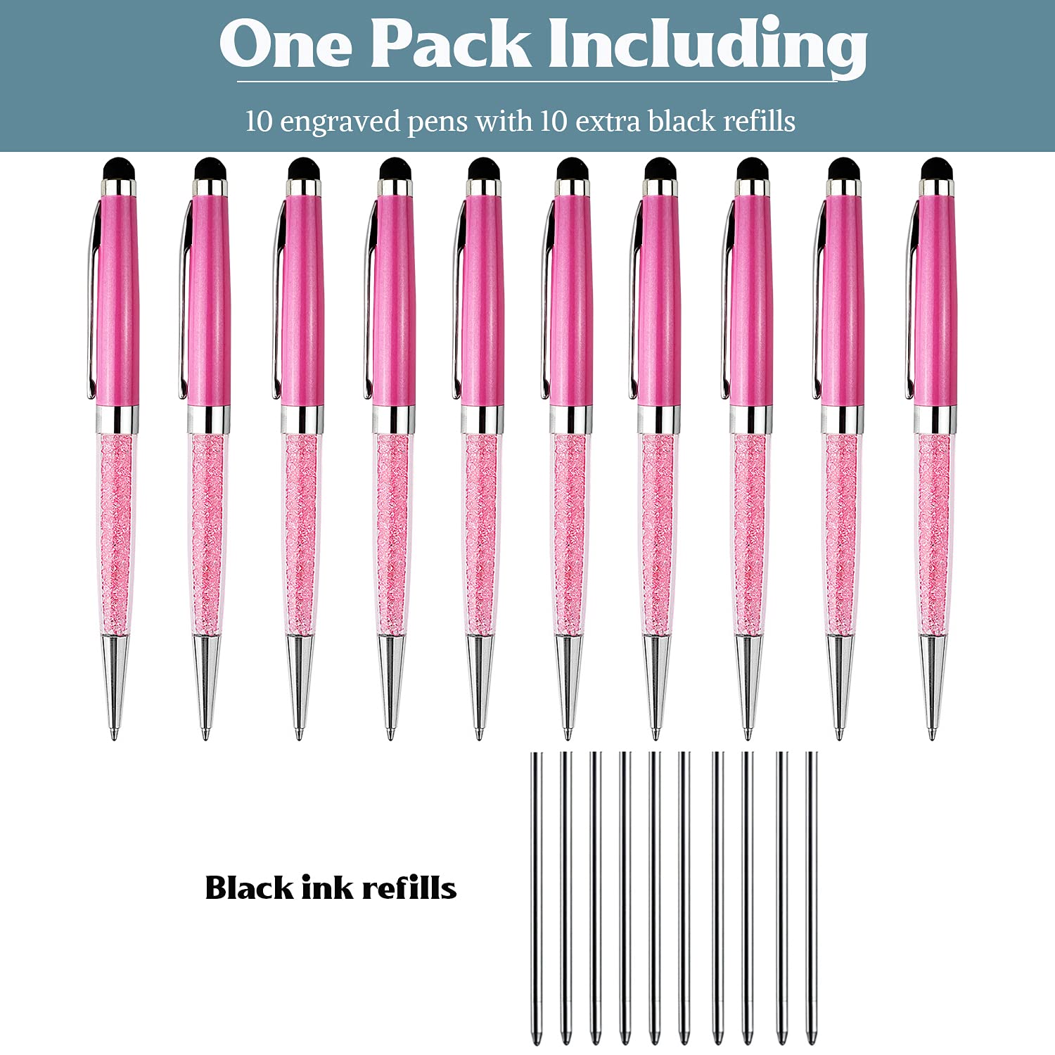 Ancolo Personalized Crystal Pens with Stylus Tip - Smooth Writing Set