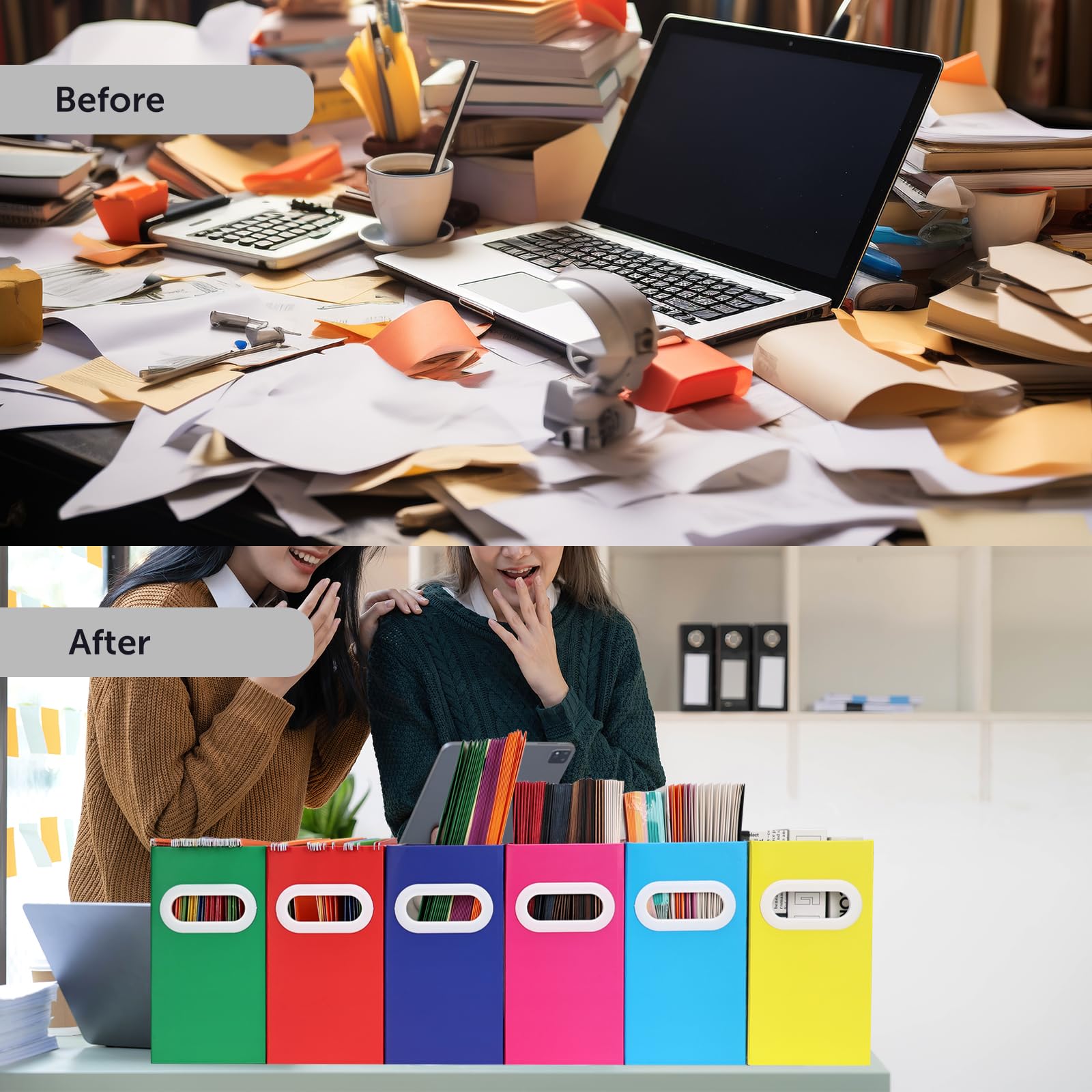 Aosric File Box for Hanging File Folders, Collapsible Cardboard Box