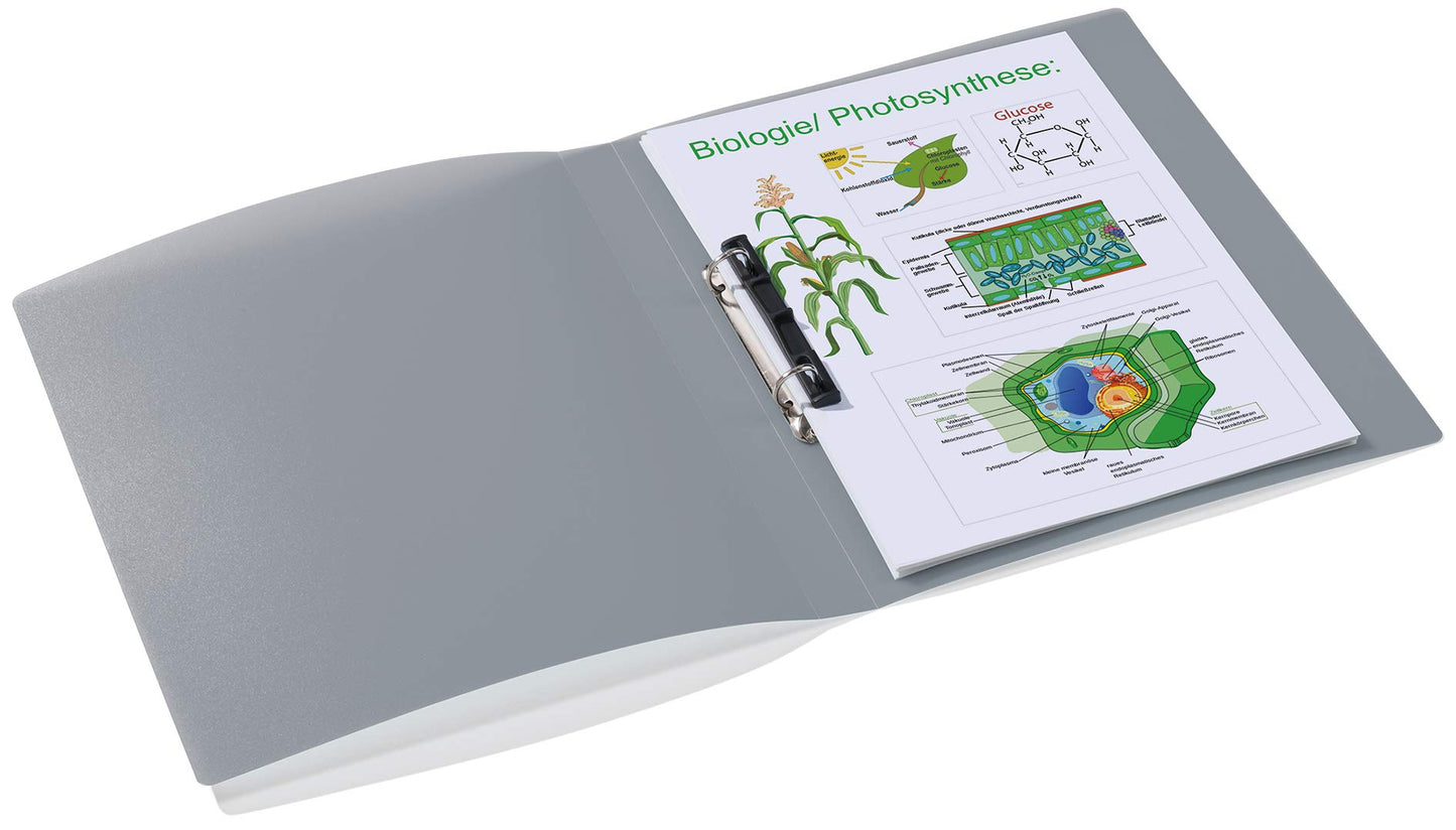 HERMA Ring Binder Translucent in Grey, A4, 25 mm Spine, Slim 2-Ring Binder Made of Plastic
